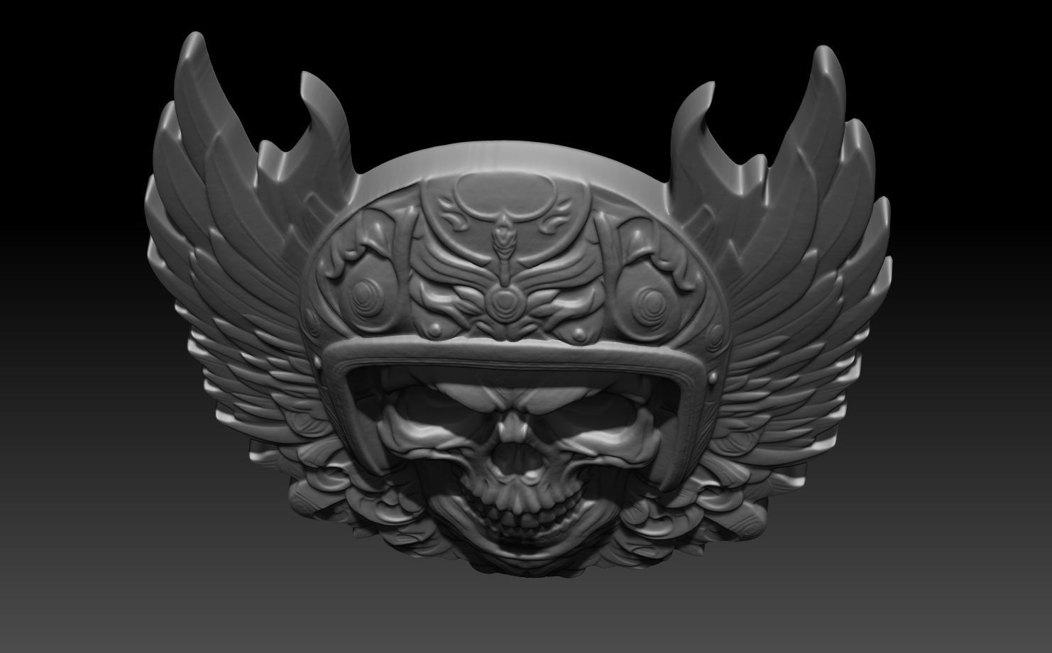 Biker Skull  basrelief 240518 10 3D print model_3