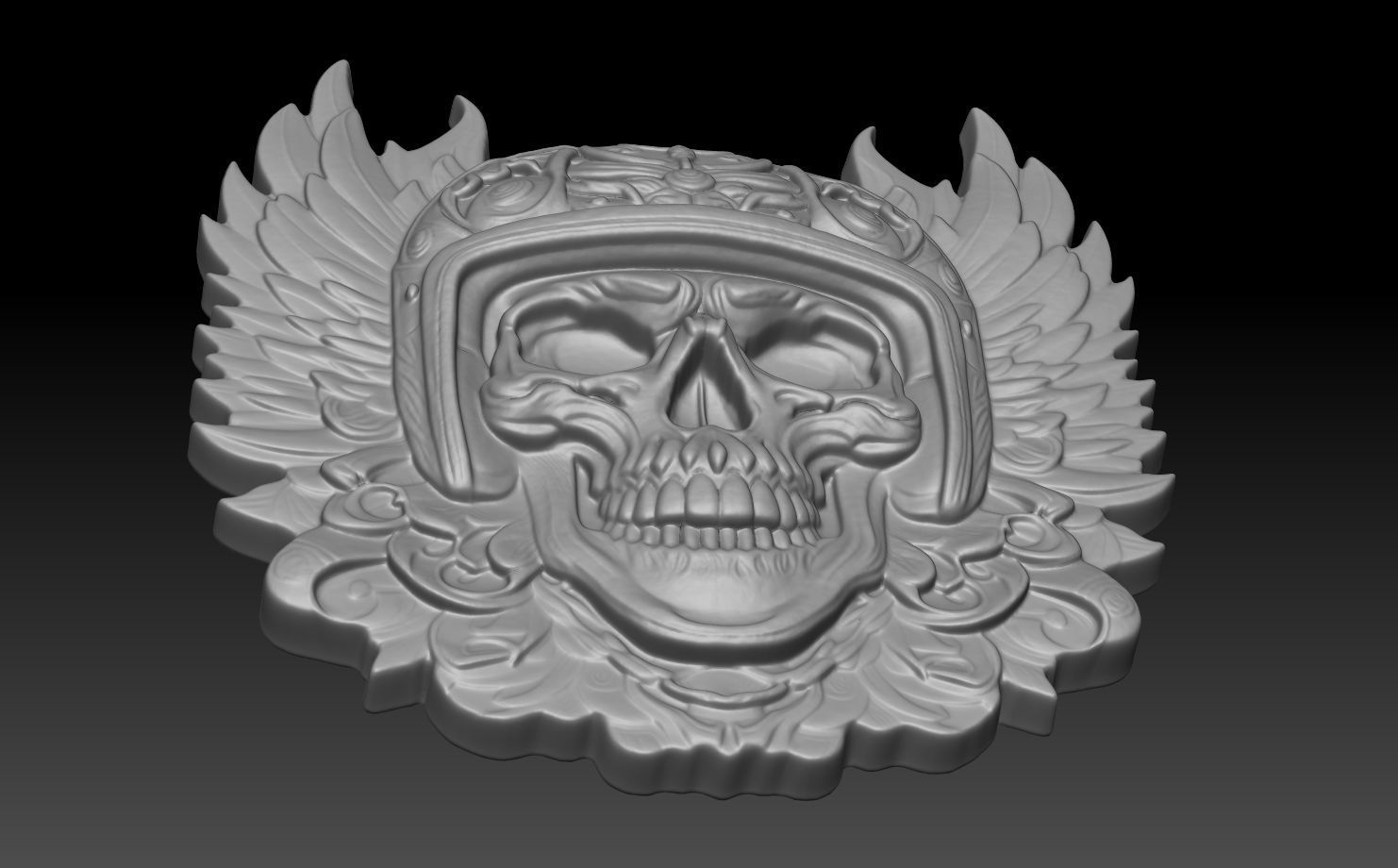 Biker Skull  basrelief 240518 10 3D print model_4