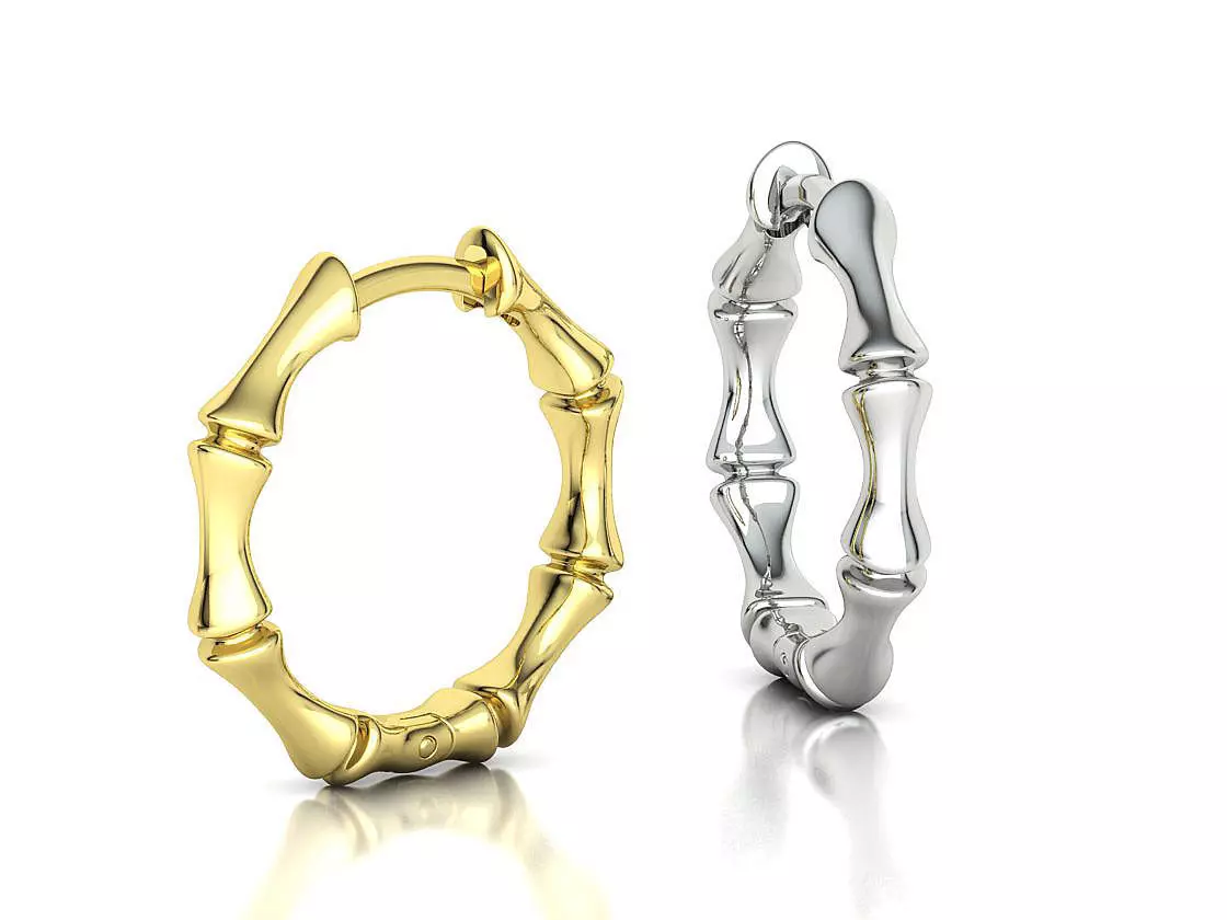 18mm Bamboo Hoop Earrings 3dmodel Delicate Hoops 3D print model