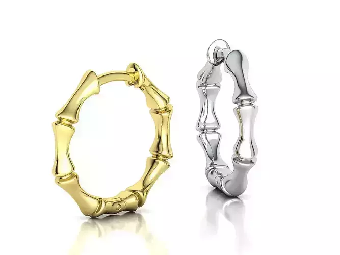 18mm Bamboo Hoop Earrings 3dmodel  Delicate Hoops 3D print model