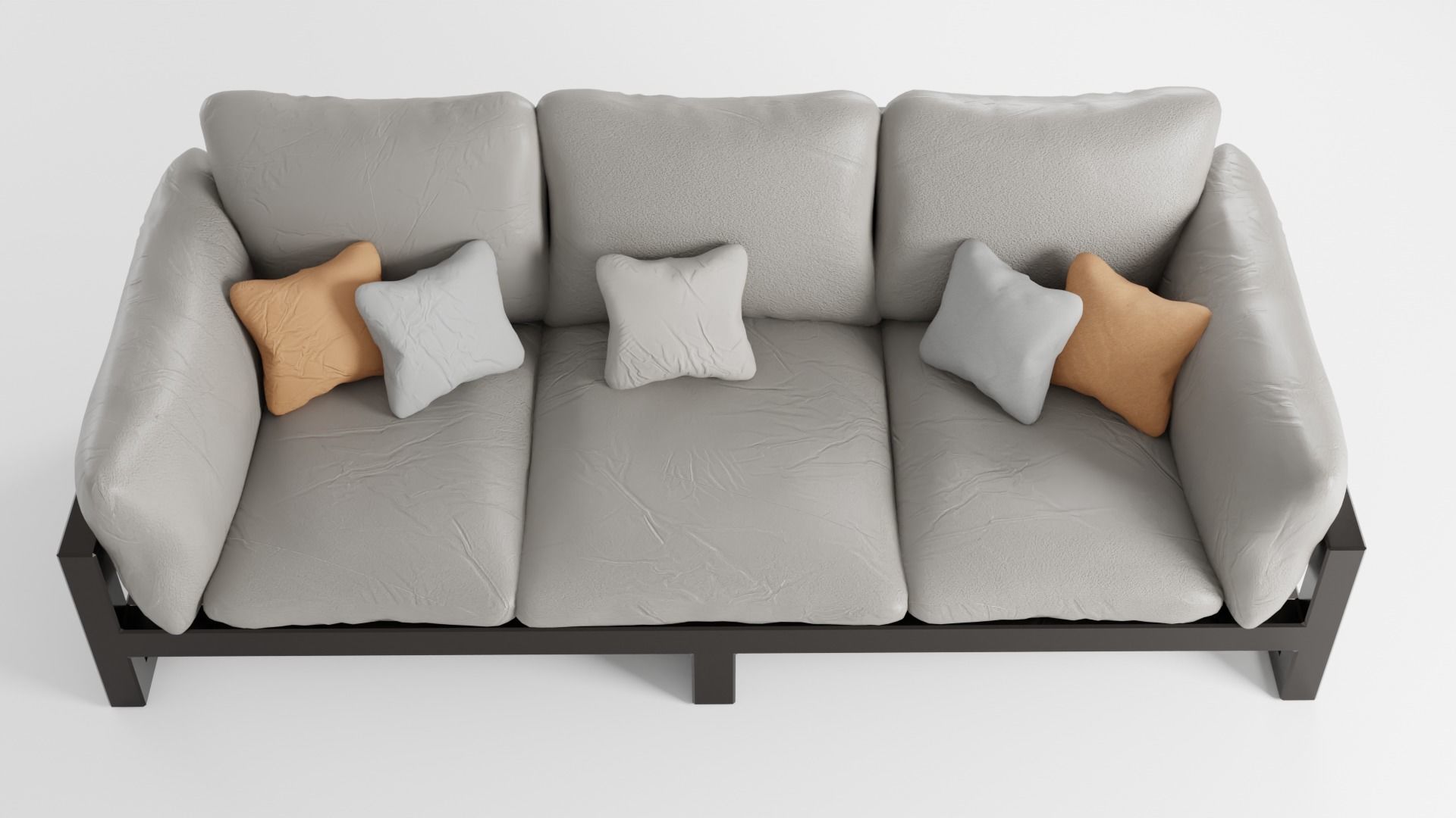 Leather sofa on a metal base in light colors 3D model_4