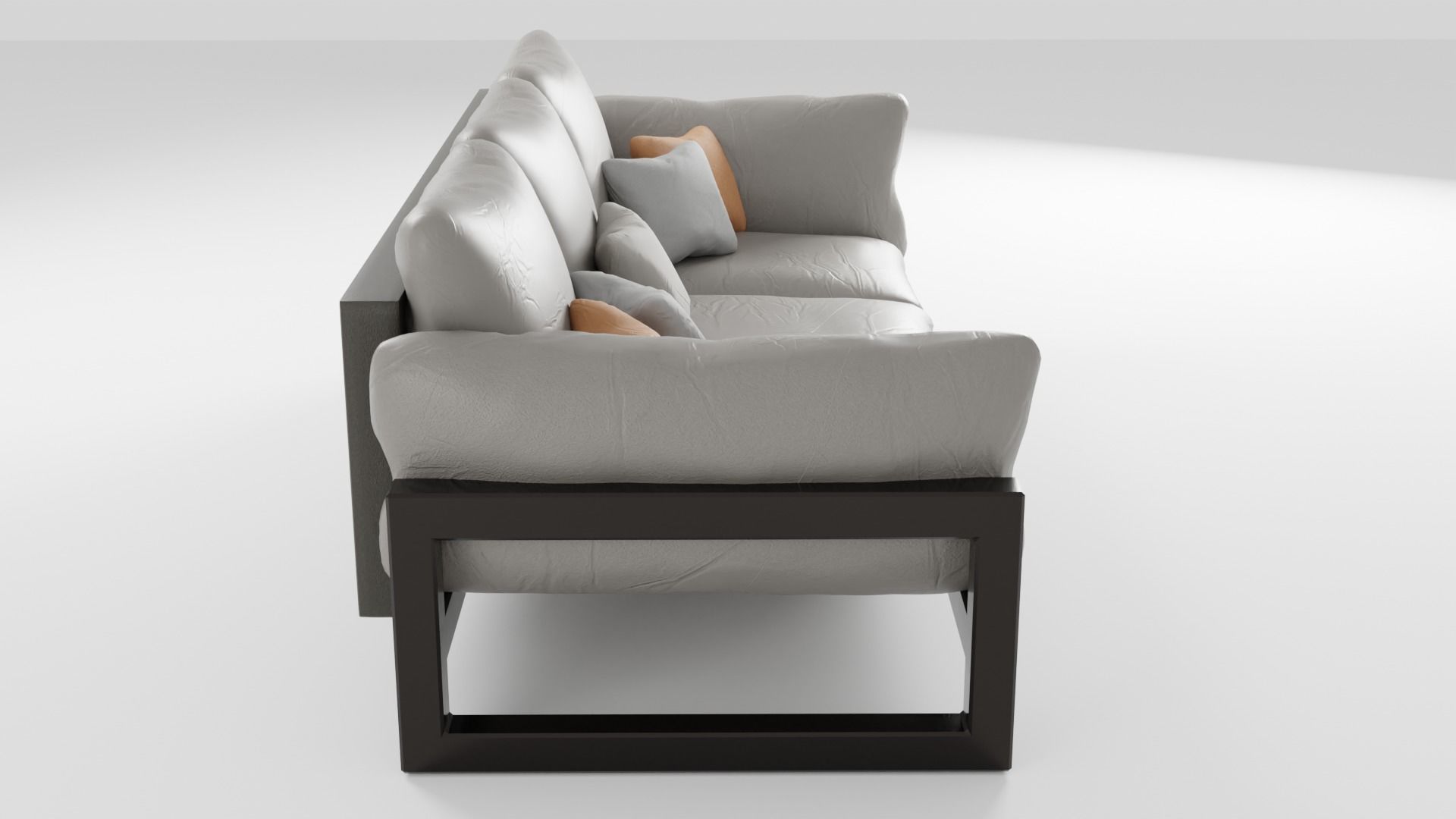 Leather sofa on a metal base in light colors 3D model_1
