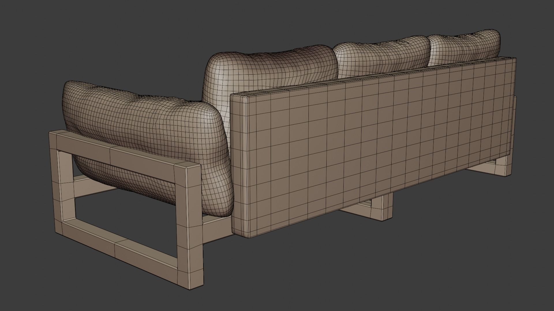 Leather sofa on a metal base in light colors 3D model_6