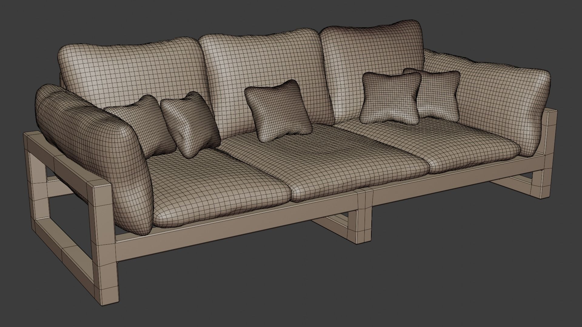 Leather sofa on a metal base in light colors 3D model_5