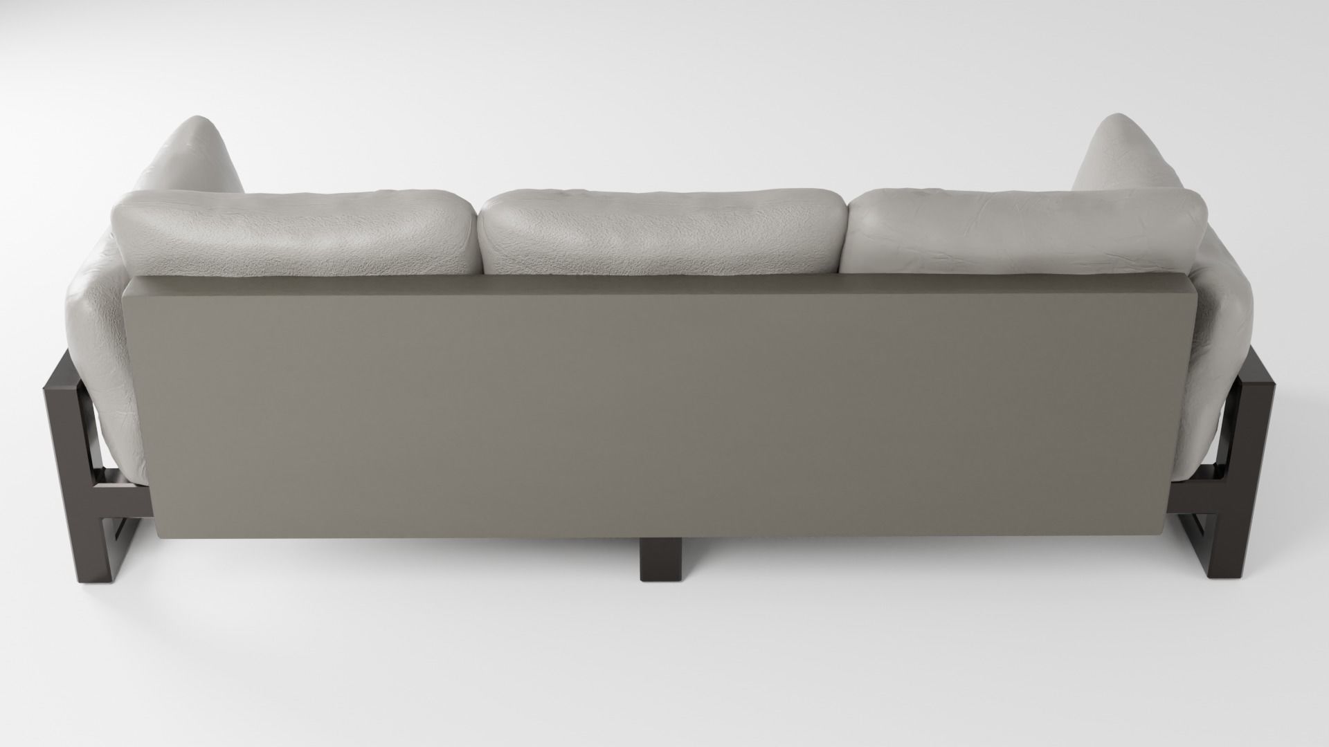 Leather sofa on a metal base in light colors 3D model_2