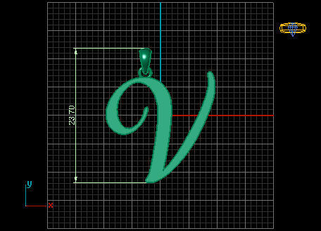 Amarillo Initial Pendant Letter V 3D print model_4