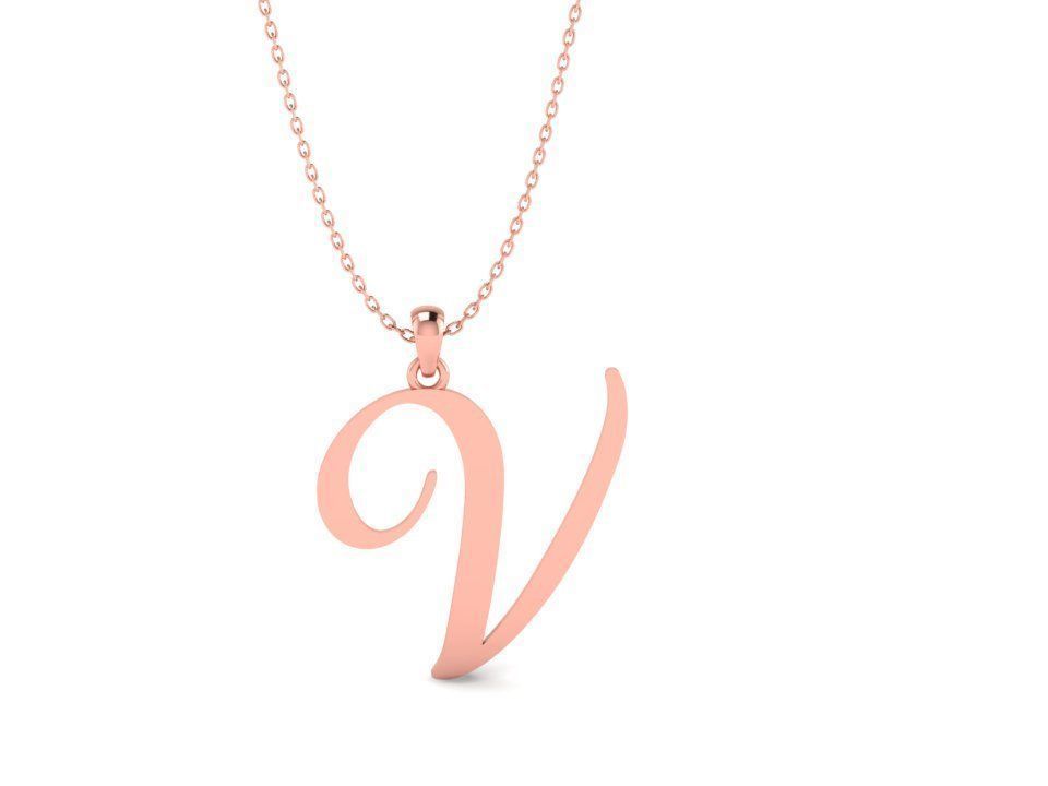 Amarillo Initial Pendant Letter V 3D print model_1
