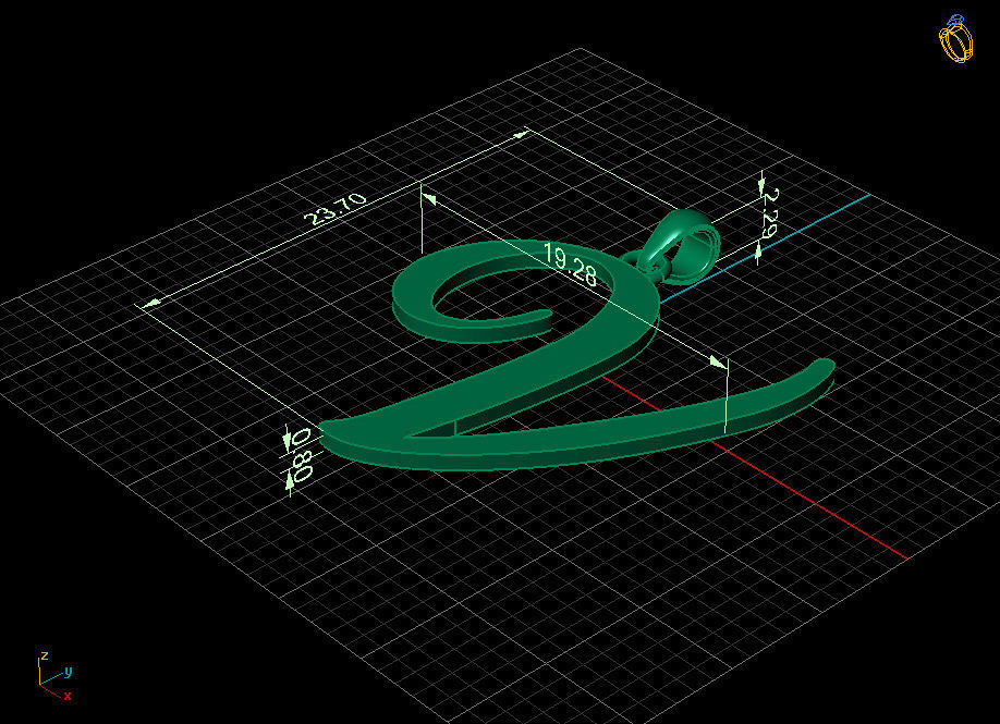 Amarillo Initial Pendant Letter V 3D print model_7
