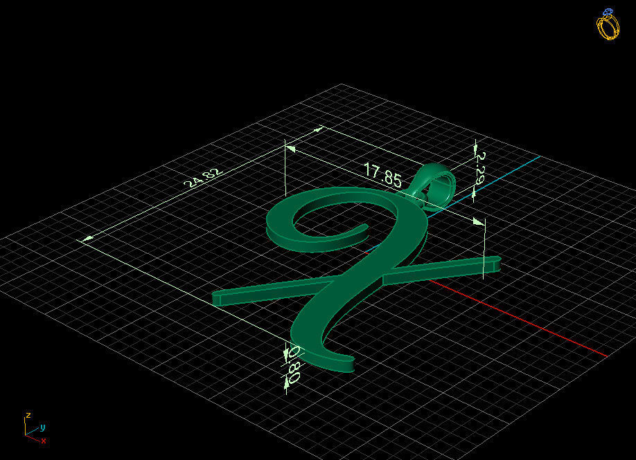 Amarillo Initial Pendant Letter X 3D print model_7