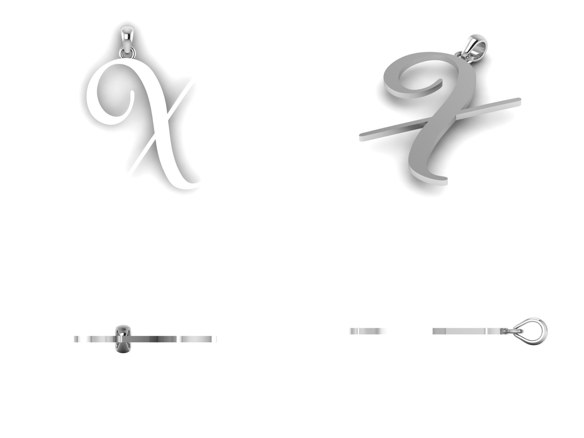 Amarillo Initial Pendant Letter X 3D print model_10