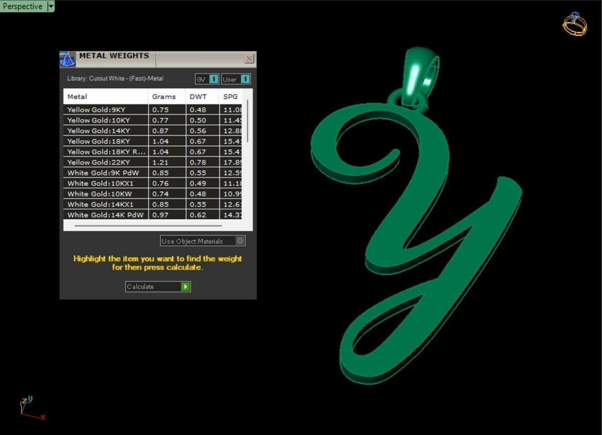 Amarillo Initial Pendant Letter Y 3D print model_3