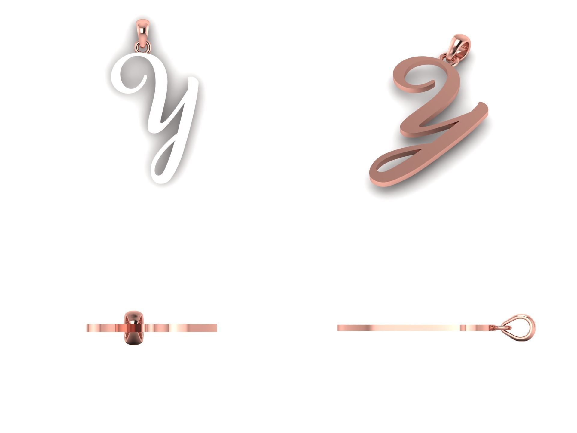 Amarillo Initial Pendant Letter Y 3D print model_9