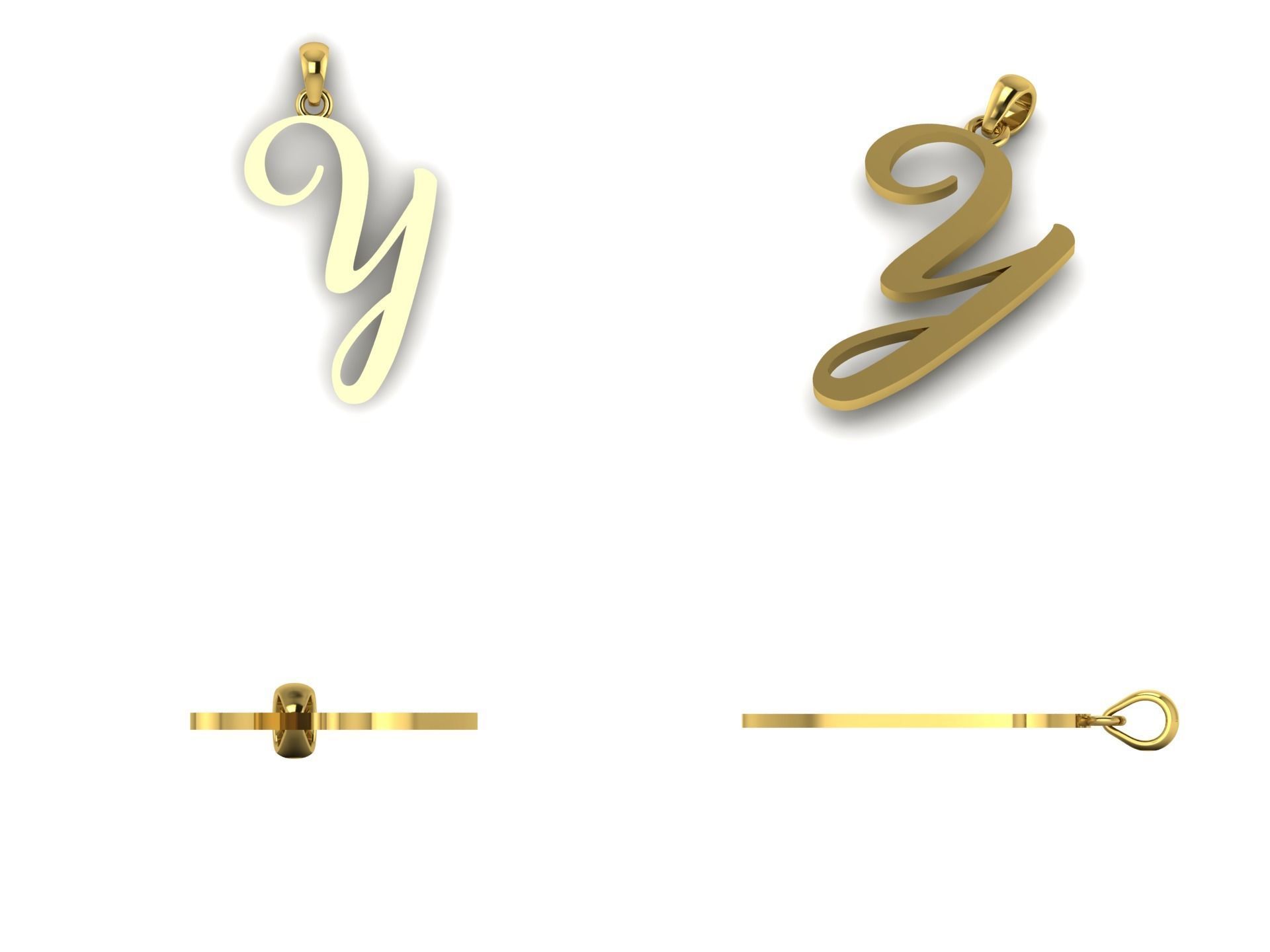 Amarillo Initial Pendant Letter Y 3D print model_8