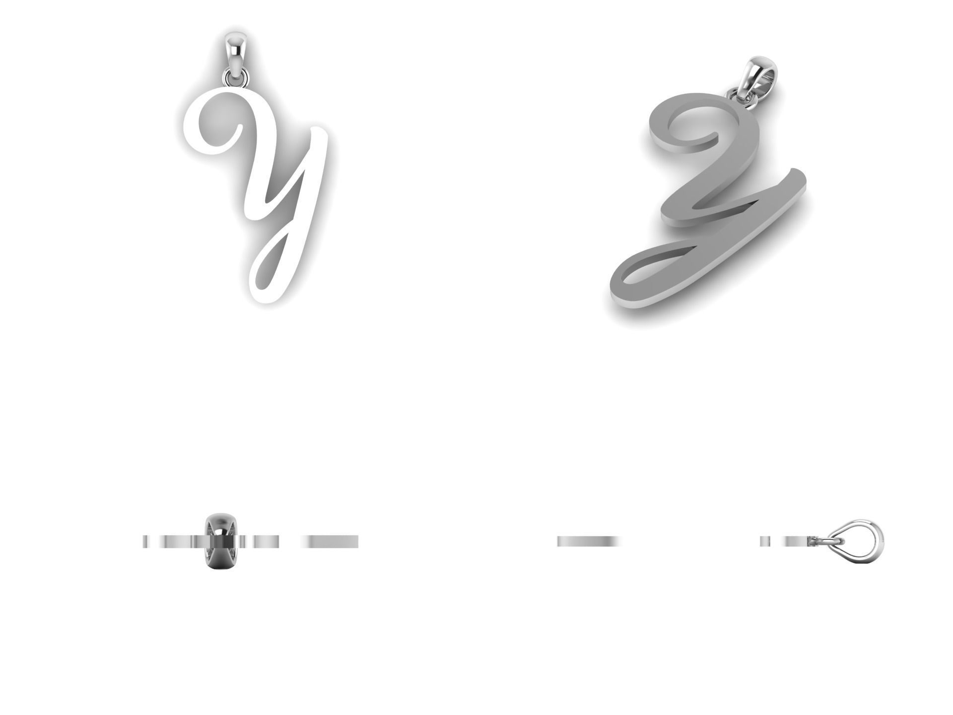 Amarillo Initial Pendant Letter Y 3D print model_10