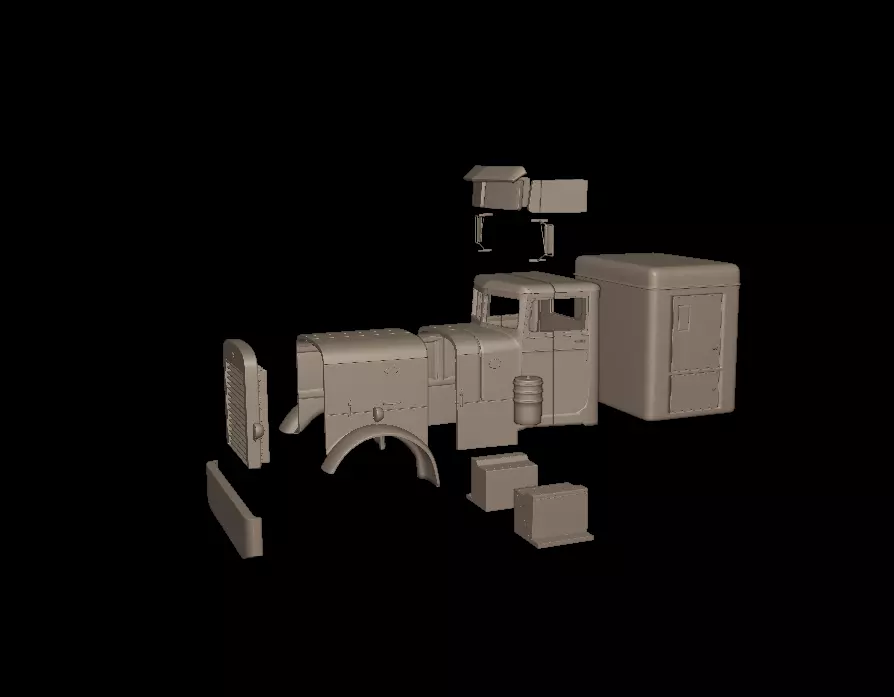 Peterbilt 351 1957 SLEEPER TRUCK 3D PRINT MODEL 3D print model_5