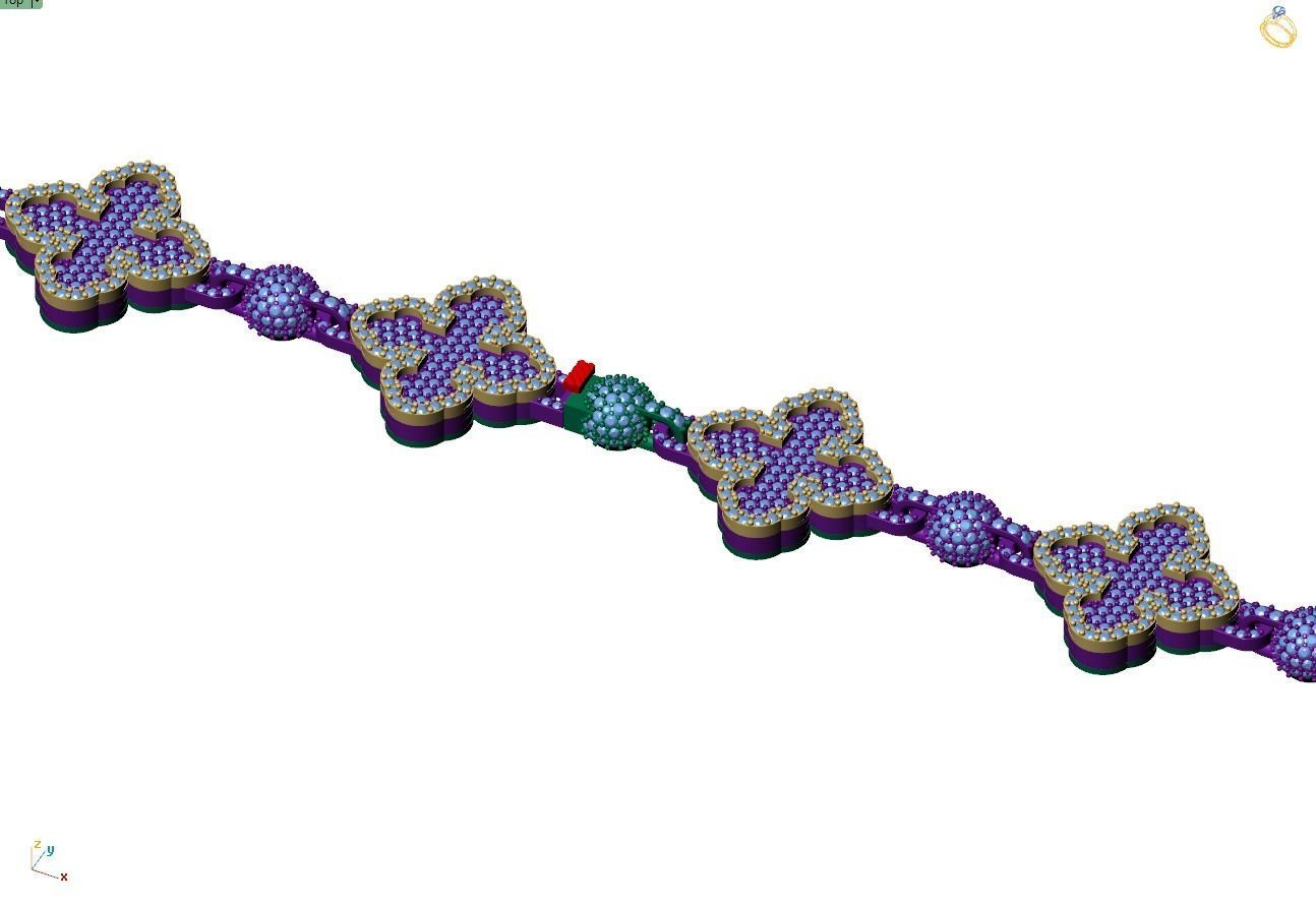 Custom Cathedral Clover Cross Bracelet w Ball Link Bracelet 3D print model_10