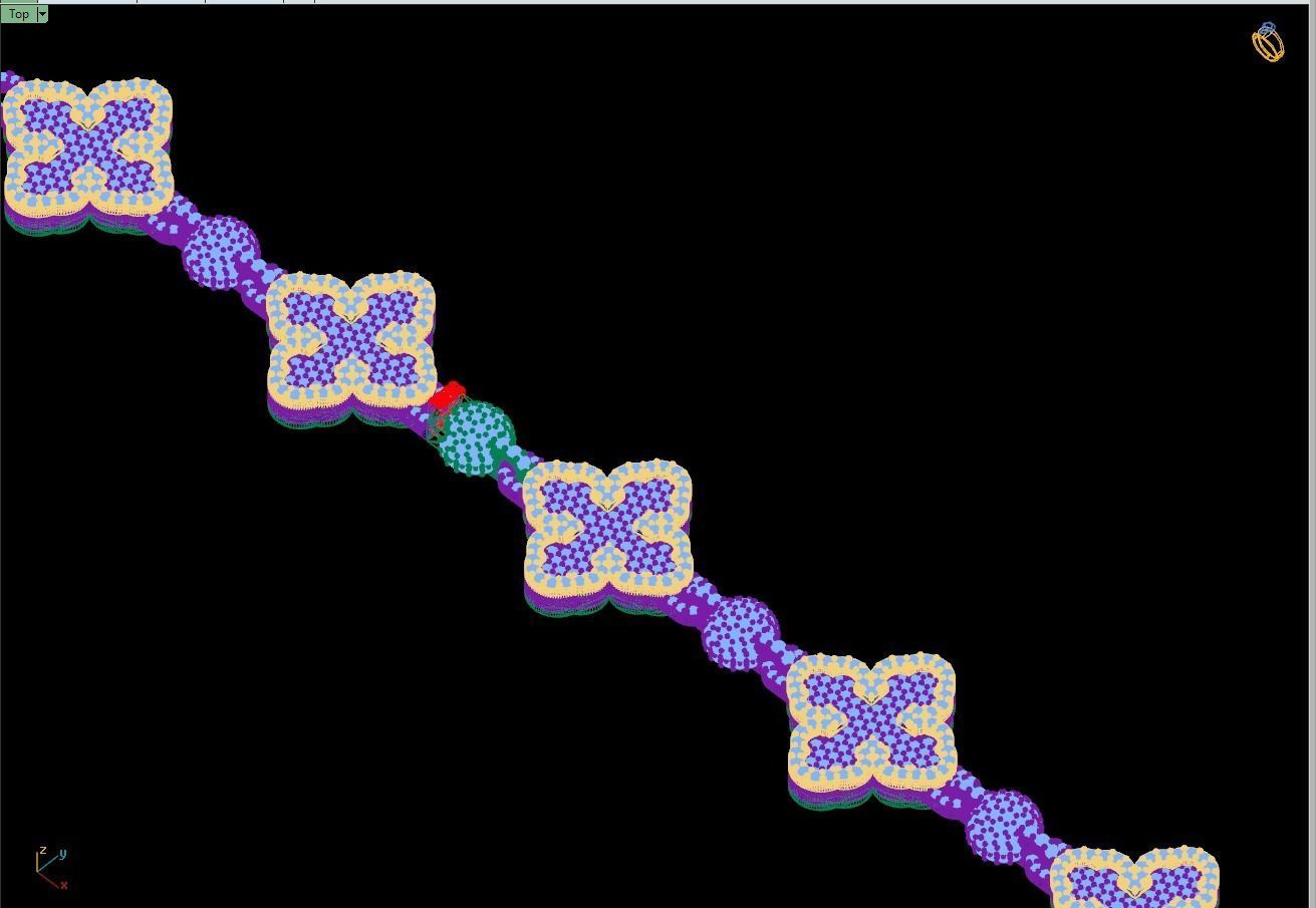 Custom Cathedral Clover Cross Bracelet w Ball Link Bracelet 3D print model_14