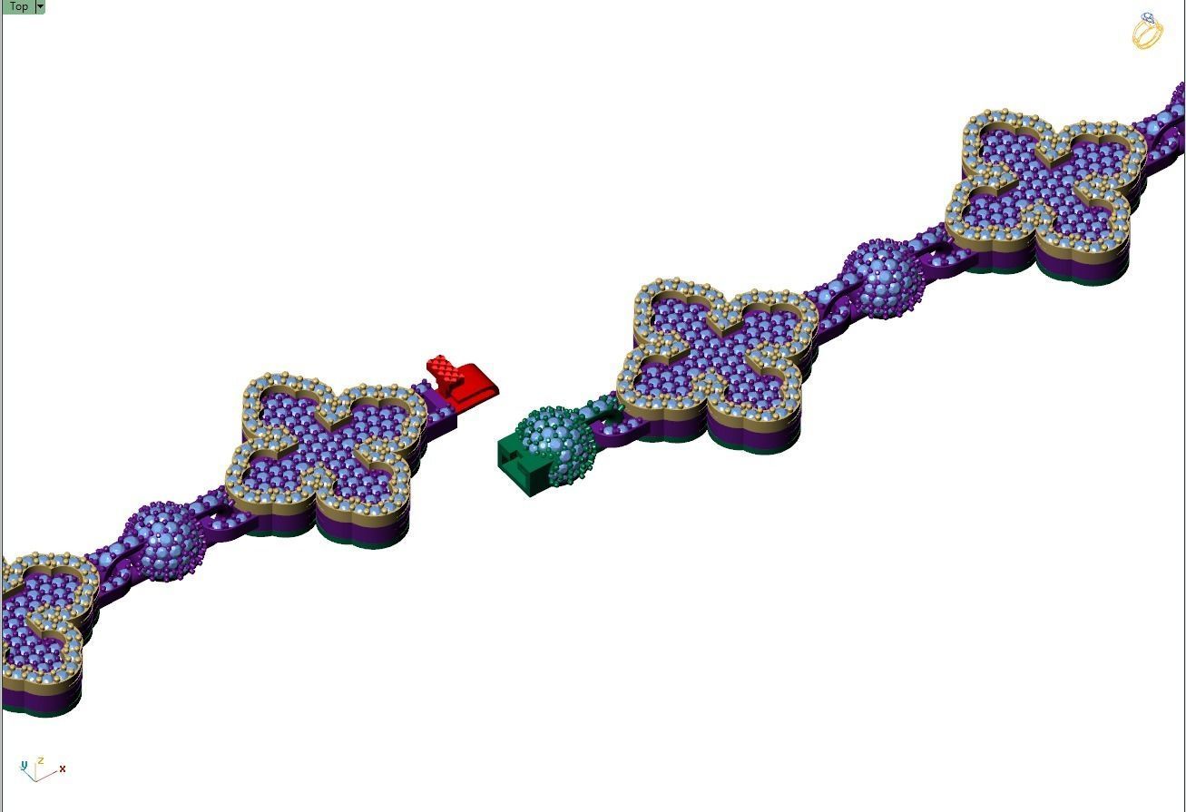 Custom Cathedral Clover Cross Bracelet w Ball Link Bracelet 3D print model_11