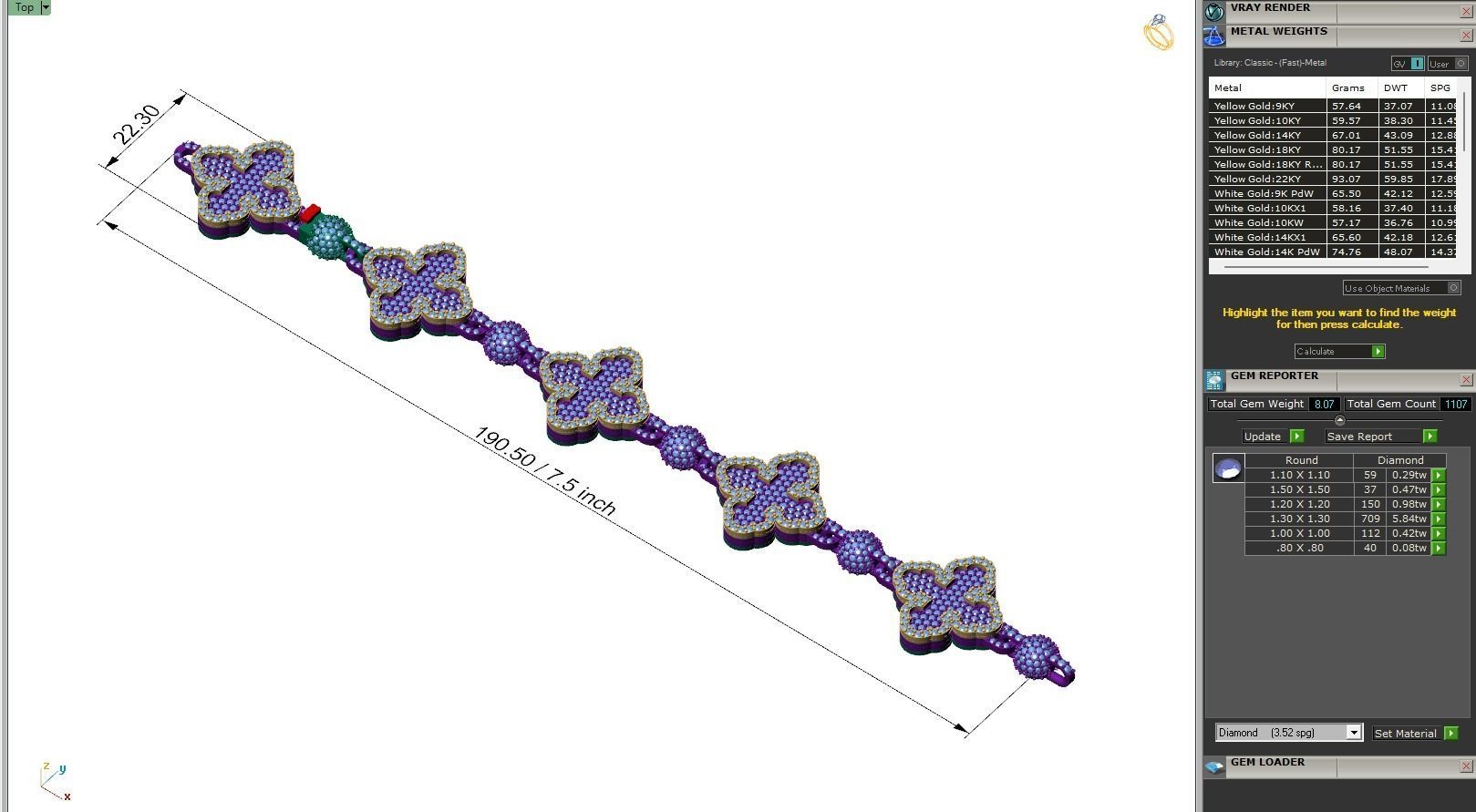 Custom Cathedral Clover Cross Bracelet w Ball Link Bracelet 3D print model_6