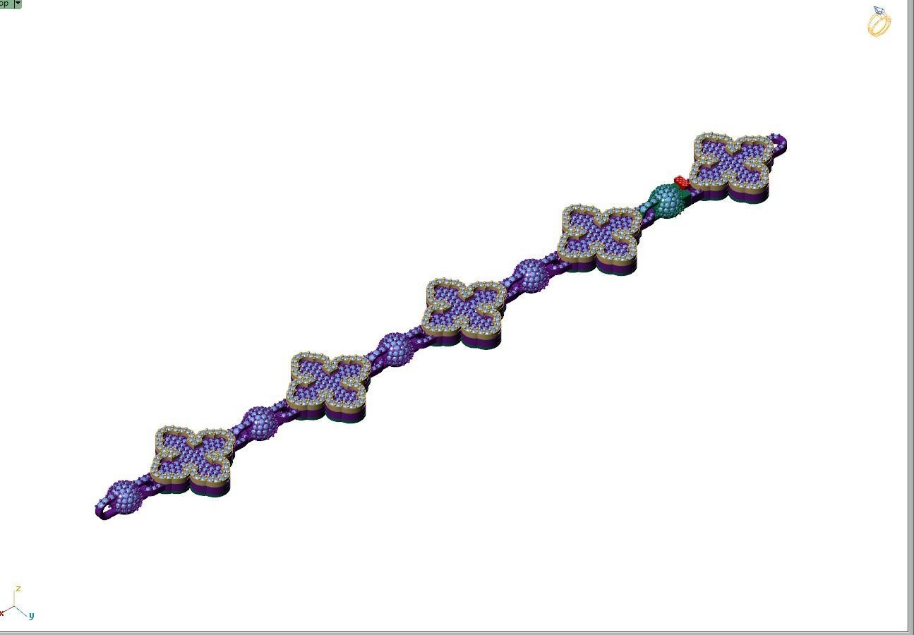 Custom Cathedral Clover Cross Bracelet w Ball Link Bracelet 3D print model_8