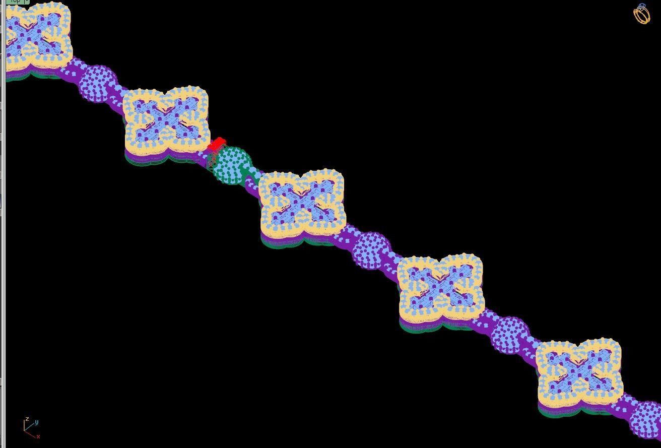 Custom Cathedral Clover  Cross Bracelet w Ball Link Bracelet  3D print model_14