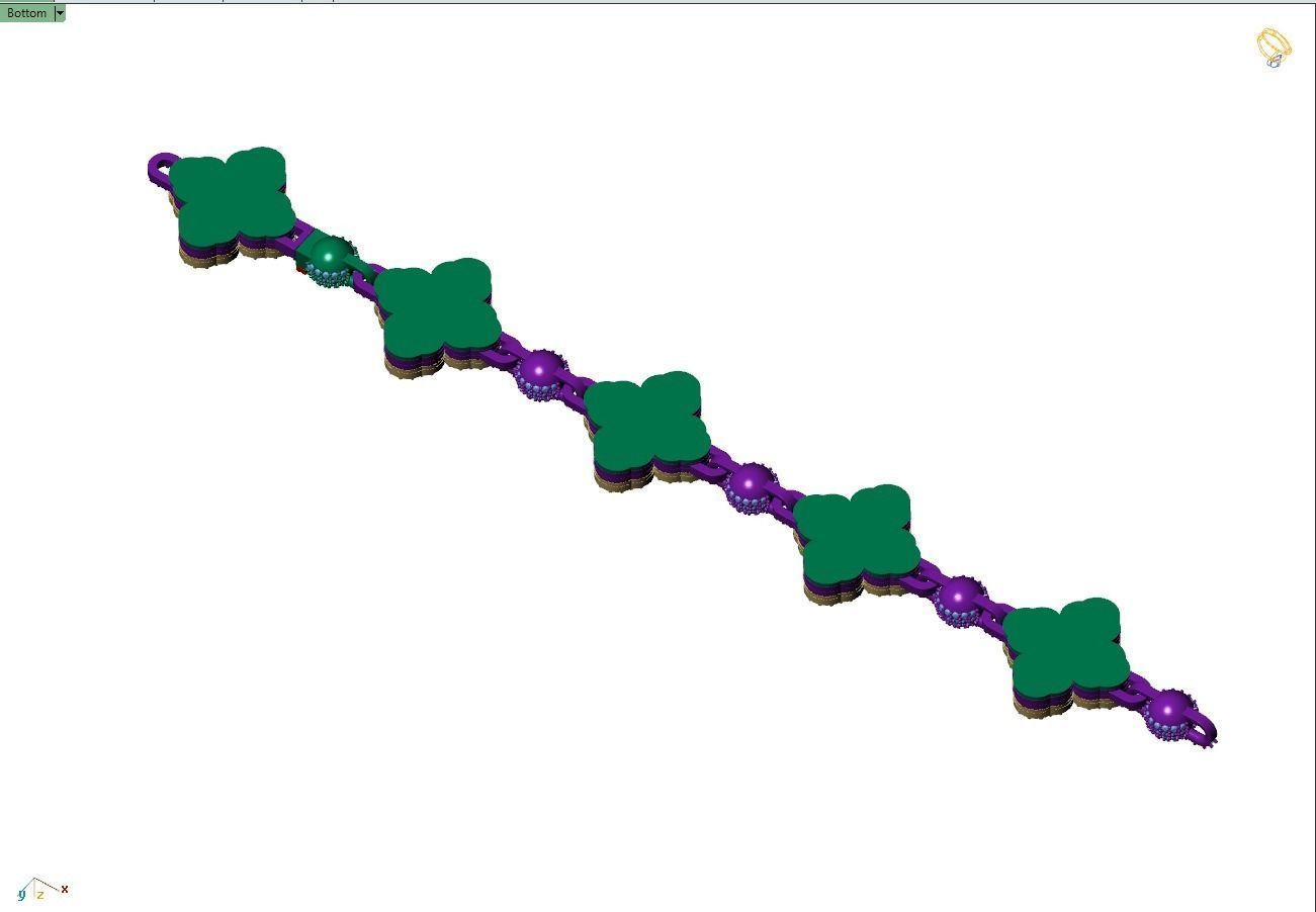 Custom Cathedral Clover  Cross Bracelet w Ball Link Bracelet  3D print model_11