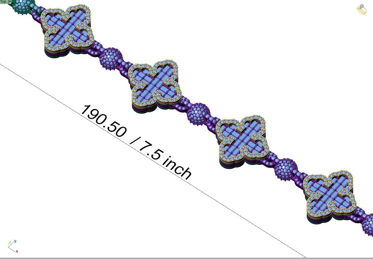 Custom Cathedral Clover  Cross Bracelet w Ball Link Bracelet  3D print model_8