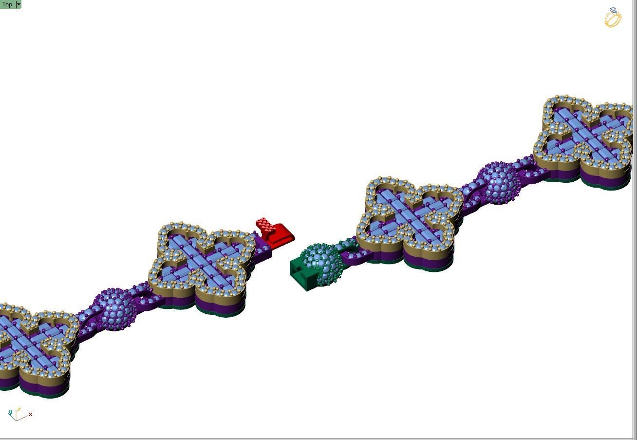 Custom Cathedral Clover  Cross Bracelet w Ball Link Bracelet  3D print model_9