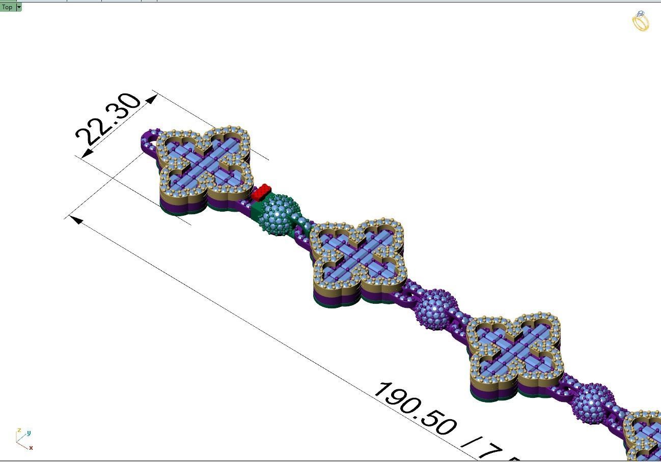 Custom Cathedral Clover  Cross Bracelet w Ball Link Bracelet  3D print model_4