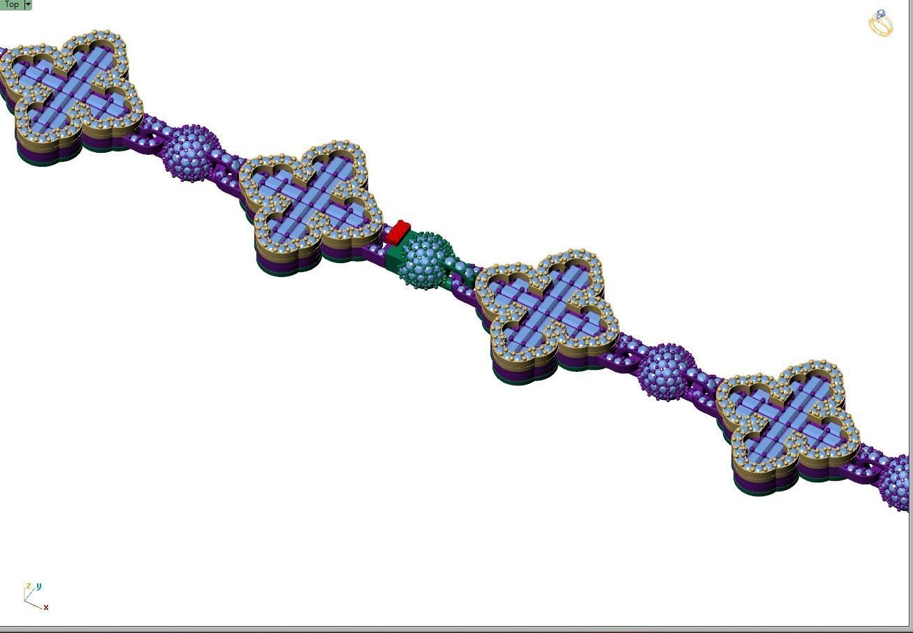 Custom Cathedral Clover  Cross Bracelet w Ball Link Bracelet  3D print model_13