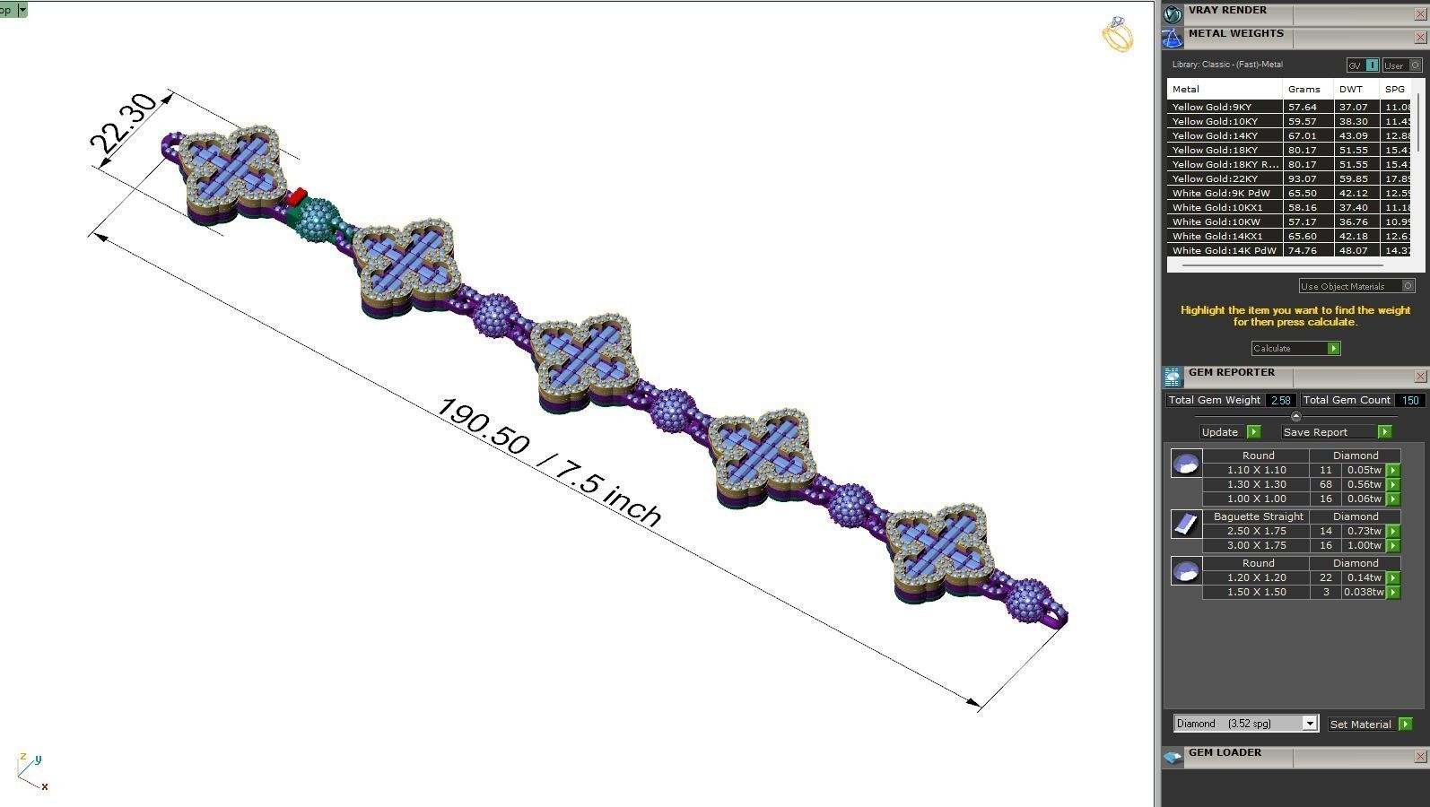 Custom Cathedral Clover  Cross Bracelet w Ball Link Bracelet  3D print model_6