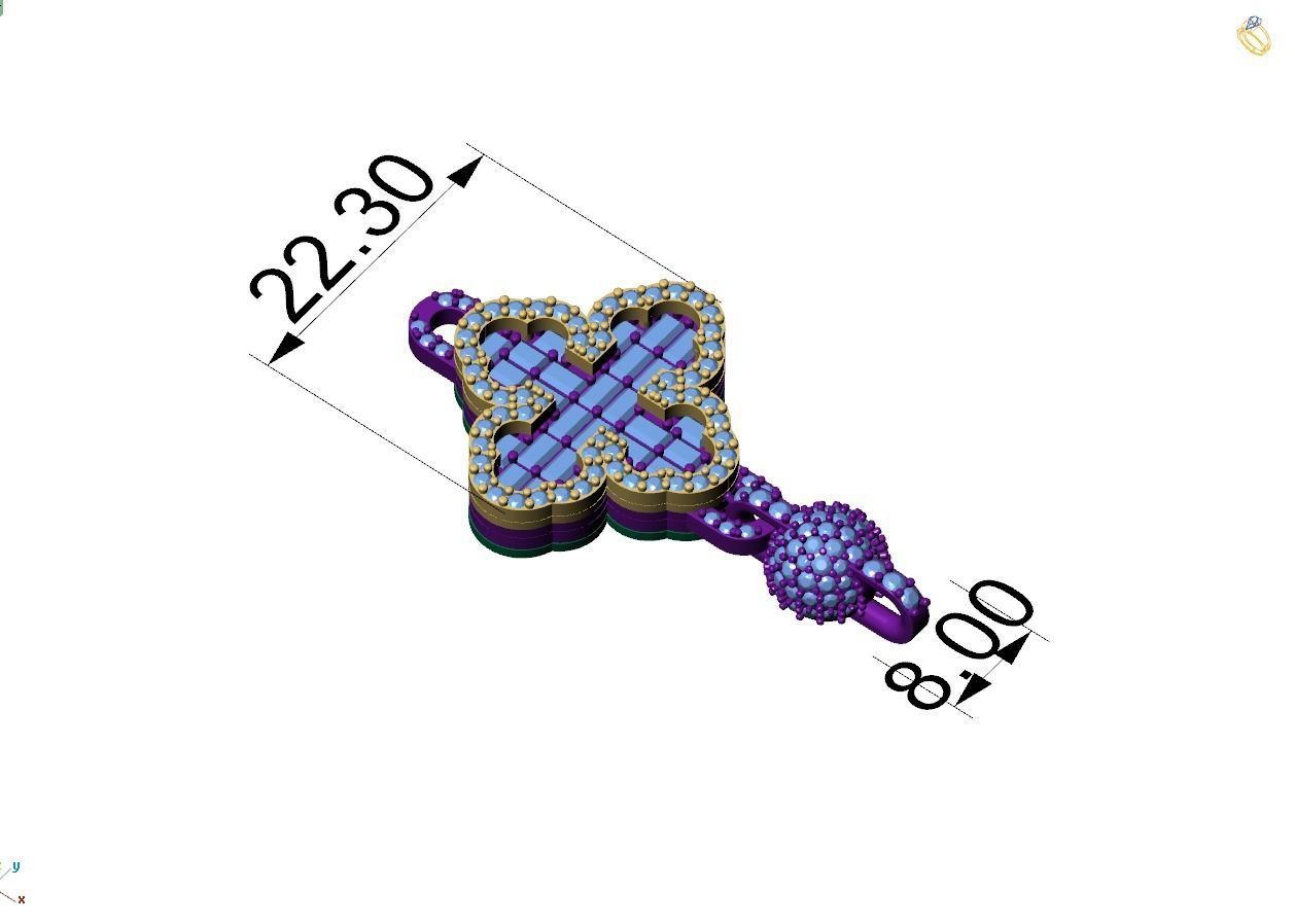 Custom Cathedral Clover  Cross Bracelet w Ball Link Bracelet  3D print model_12