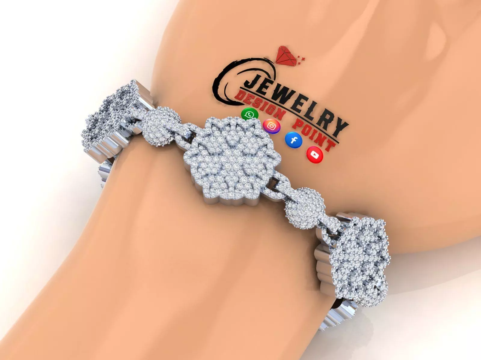 Custom Snowflake with Bead Ball Bracelet Link - Snowflake Emoji 3D print model