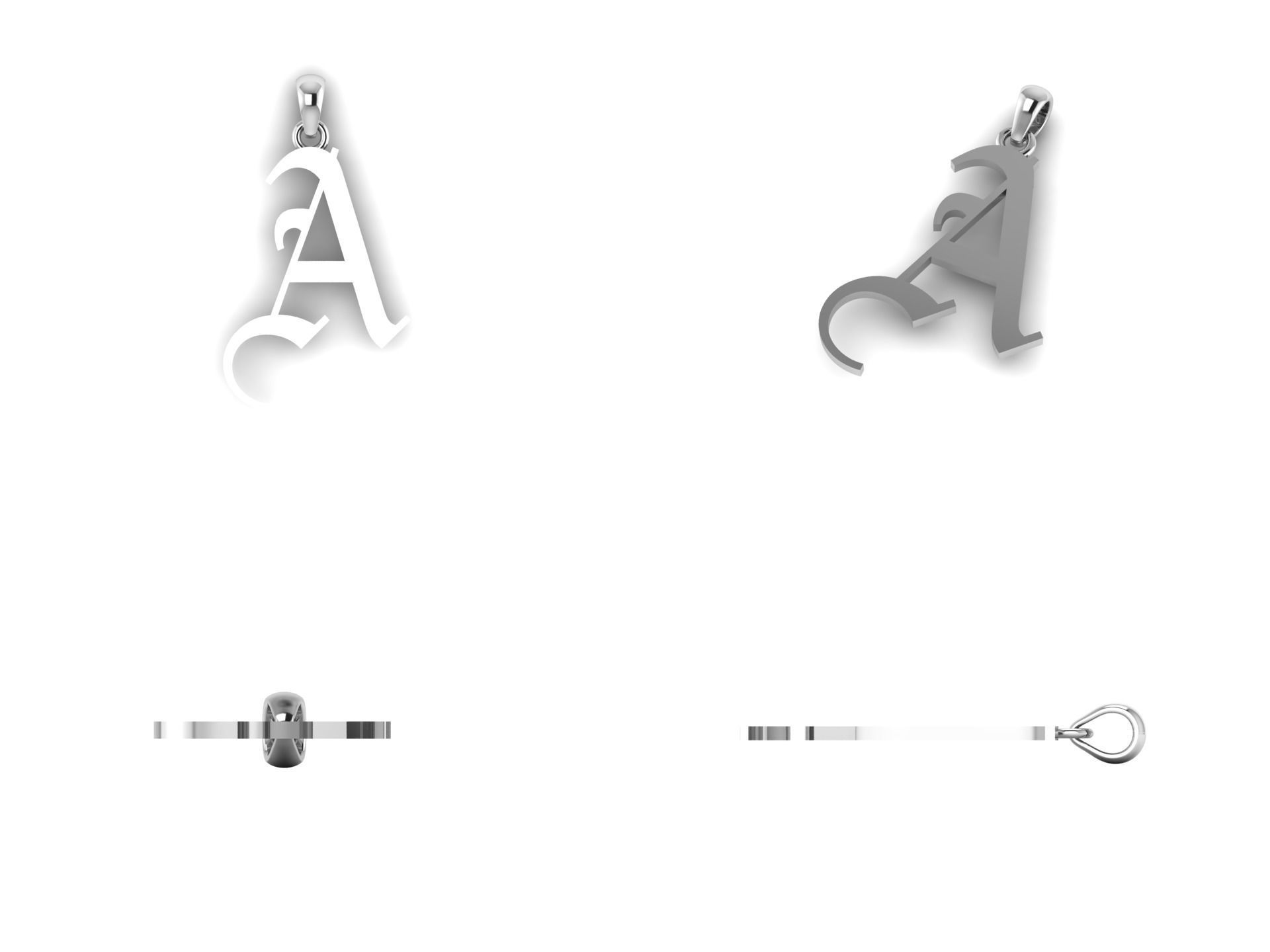 Olde English Pendant Letter A 3D print model_9