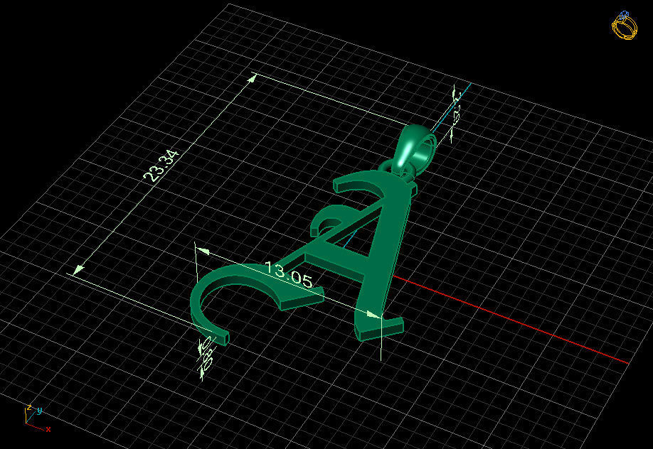 Olde English Pendant Letter A 3D print model_7