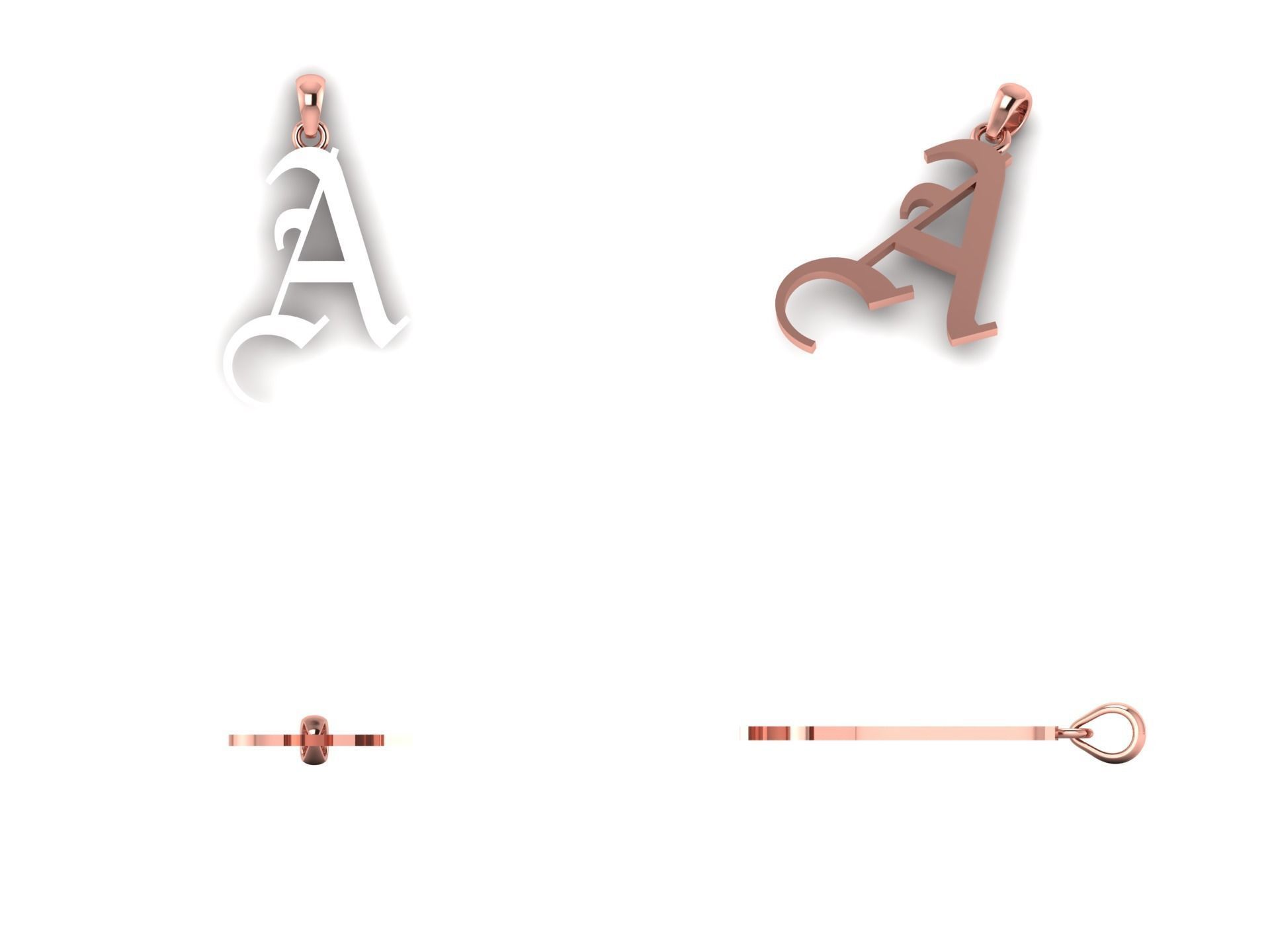 Olde English Pendant Letter A 3D print model_10
