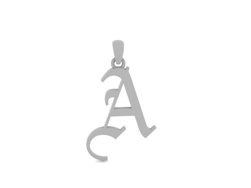 Olde English Pendant Letter A 3D print model_1