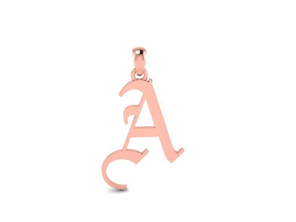 Olde English Pendant Letter A 3D print model_2