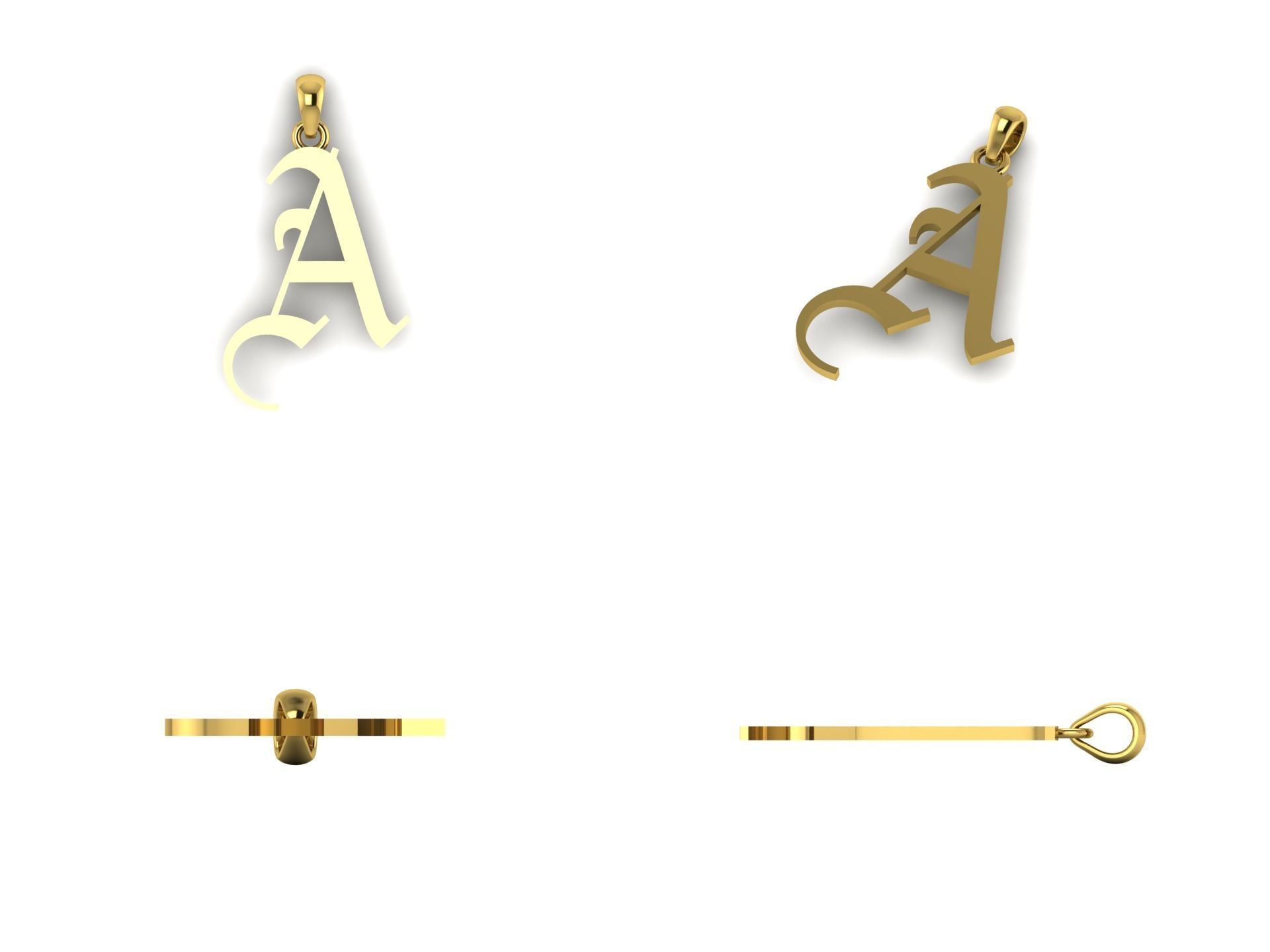 Olde English Pendant Letter A 3D print model_8