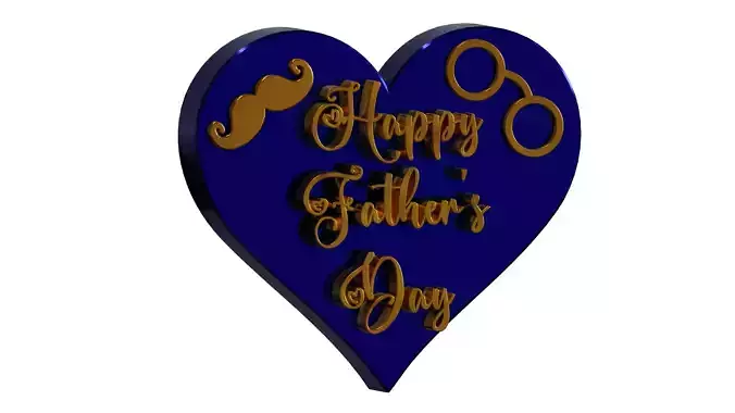 Happy Fathers Day 3D Blue Heart 3D model