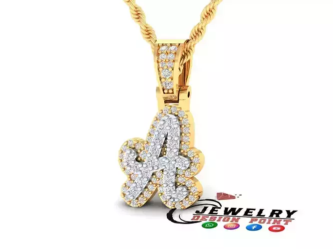 Custom Initial A Letter Diamond Pendant A to Z Alphabet Necklace