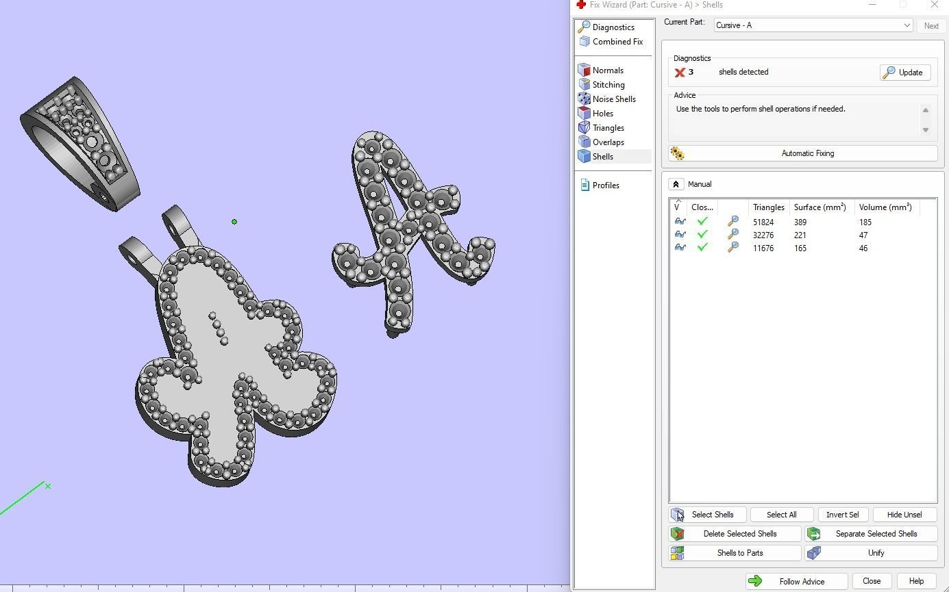 Custom Initial A Letter Diamond Pendant A to Z Alphabet Necklace 3D print model_18