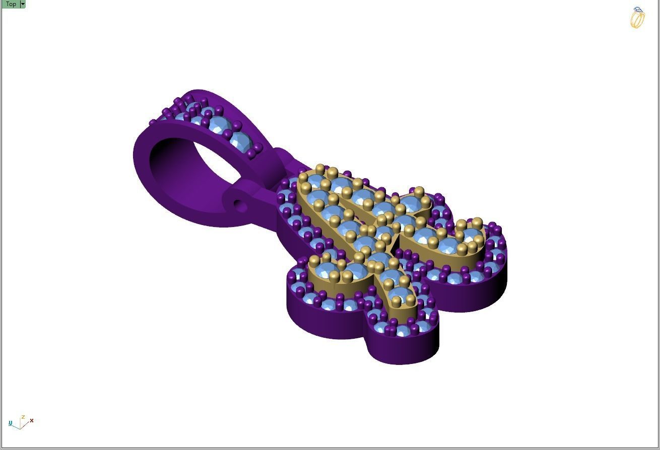 Custom Initial A Letter Diamond Pendant A to Z Alphabet Necklace 3D print model_8