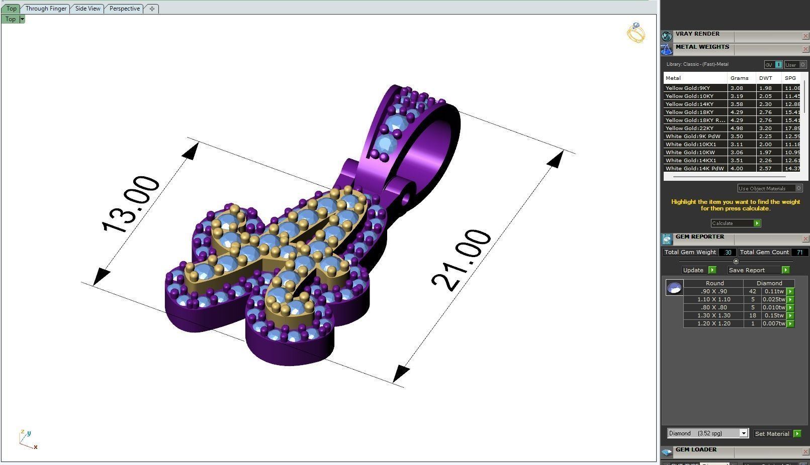 Custom Initial A Letter Diamond Pendant A to Z Alphabet Necklace 3D print model_6