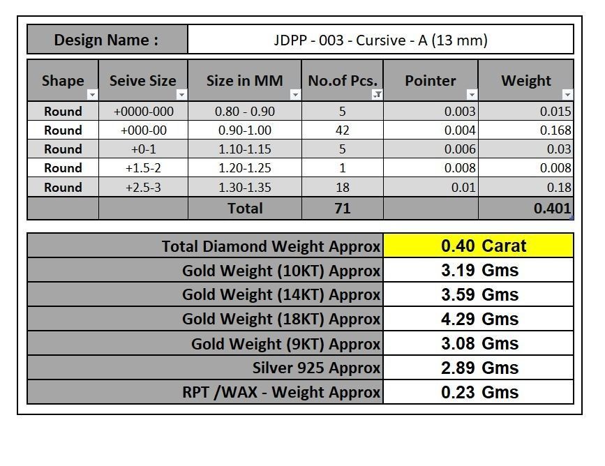 Custom Initial A Letter Diamond Pendant A to Z Alphabet Necklace 3D print model_22