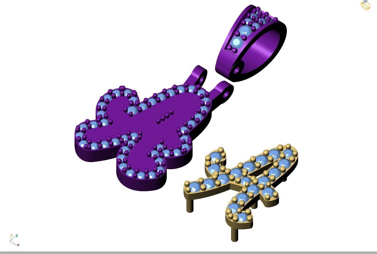 Custom Initial A Letter Diamond Pendant A to Z Alphabet Necklace 3D print model_10