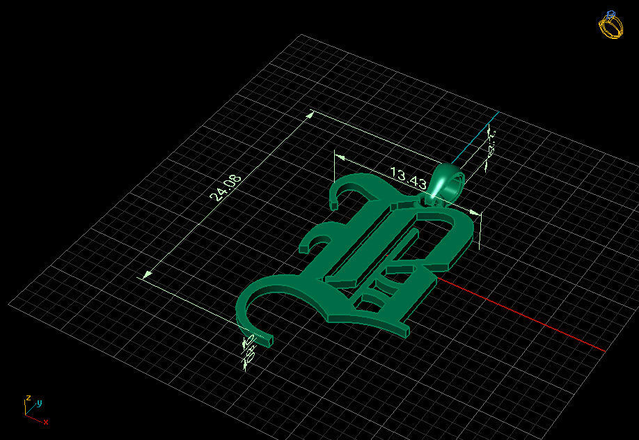 Olde English Pendant Letter B 3D print model_7