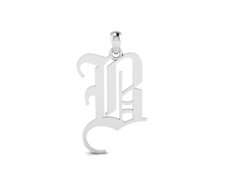 Olde English Pendant Letter B 3D print model_1