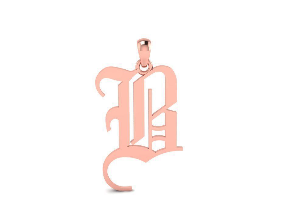 Olde English Pendant Letter B 3D print model_2