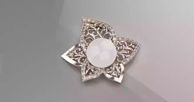 jewelry crown leaf flower pearl Pendant 3d model